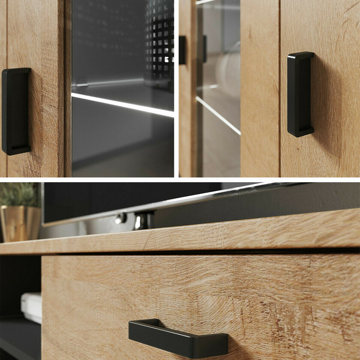 Nappali szett Soho I (Boho I), Szín: Fehér + Fényes fehér, Led világítás: Fehér