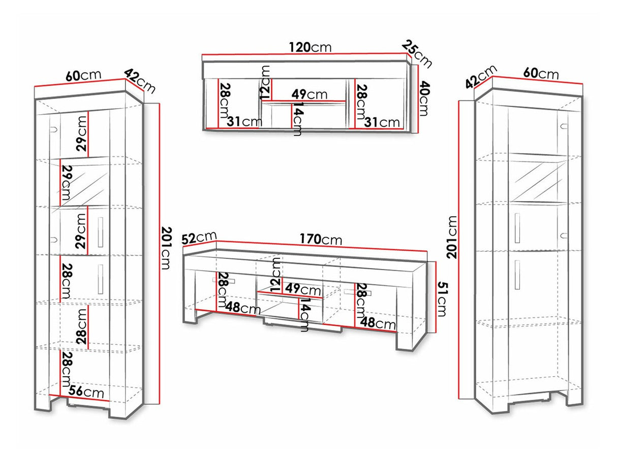 Nappali szett Cezar III (Car III), Szín: Sonoma tölgy, Led világítás: Nem