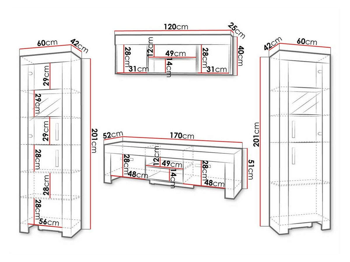Nappali szett Cezar III (Car III), Szín: Sonoma tölgy, Led világítás: Igen