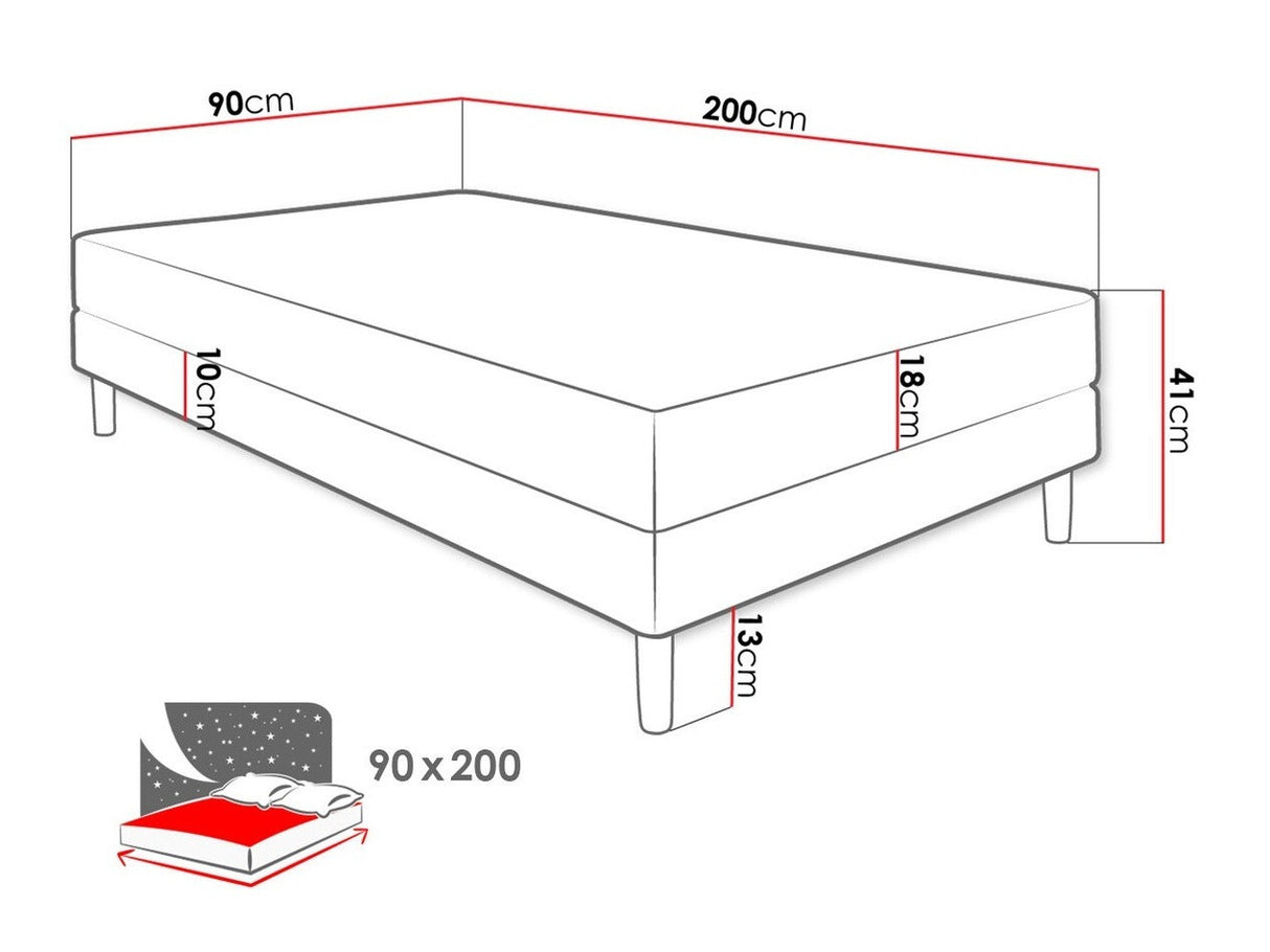 Ágy HOT 1 (Midder 1), Szín: Rico 01, Alvó felület mérete: 90 x 200 cm