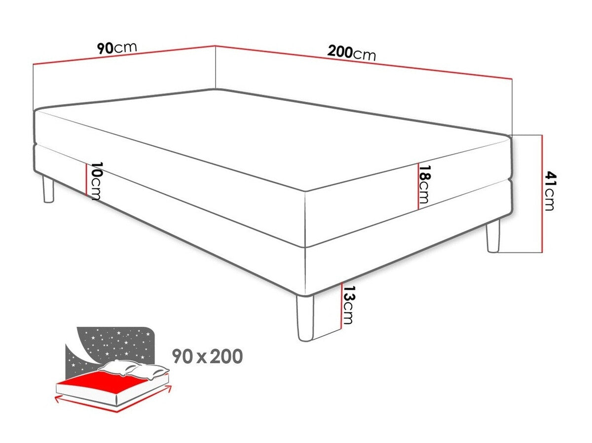 Ágy HOT 1 (Midder 1), Szín: Rico 20, Alvó felület mérete: 90 x 200 cm