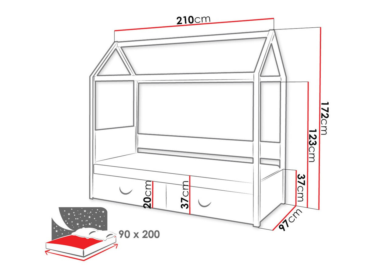 Ágy Ofelia (Fitonia), Szín: Fehér, Alvó felület mérete: 90 x 200 cm