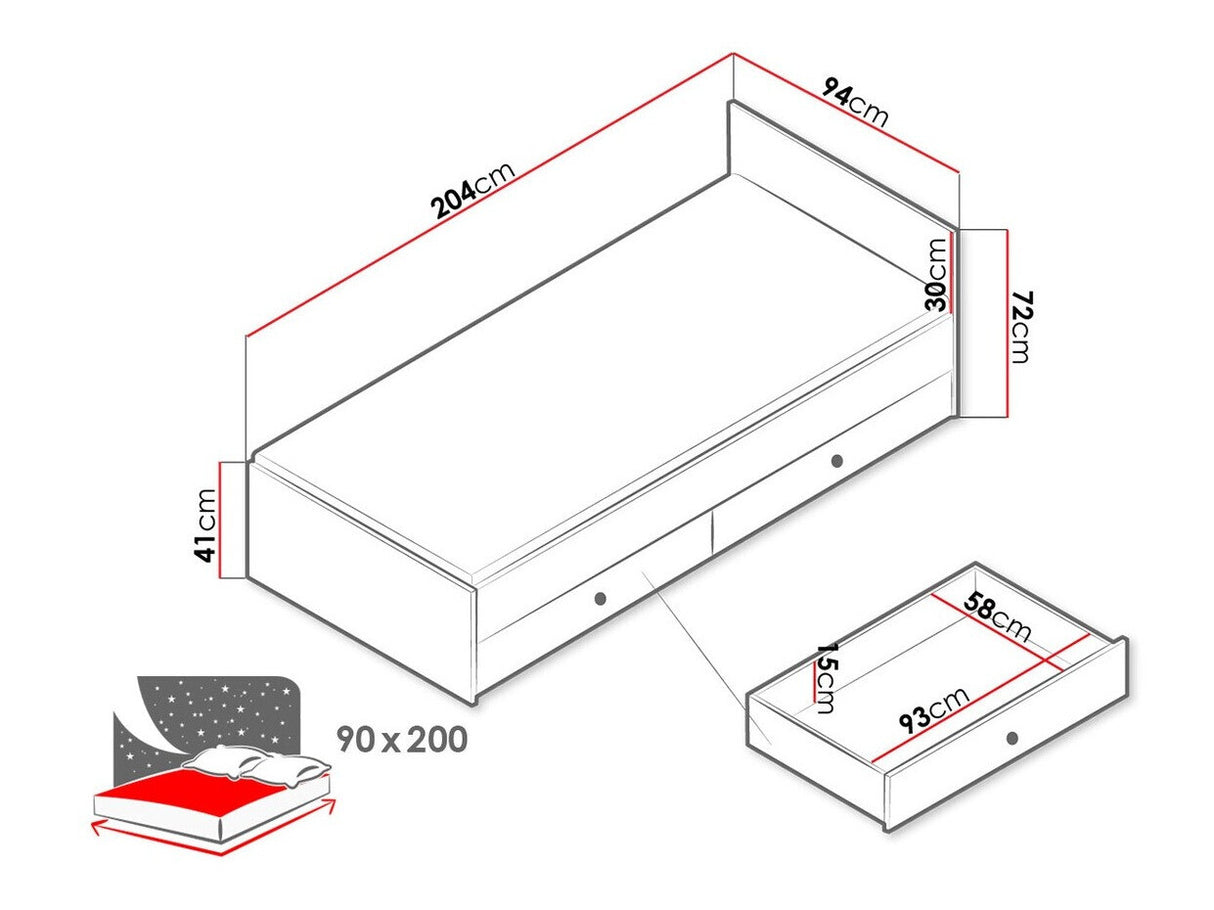 Ágy Nero 14 (Wurak), Szín: Artisan tölgy + Fehér