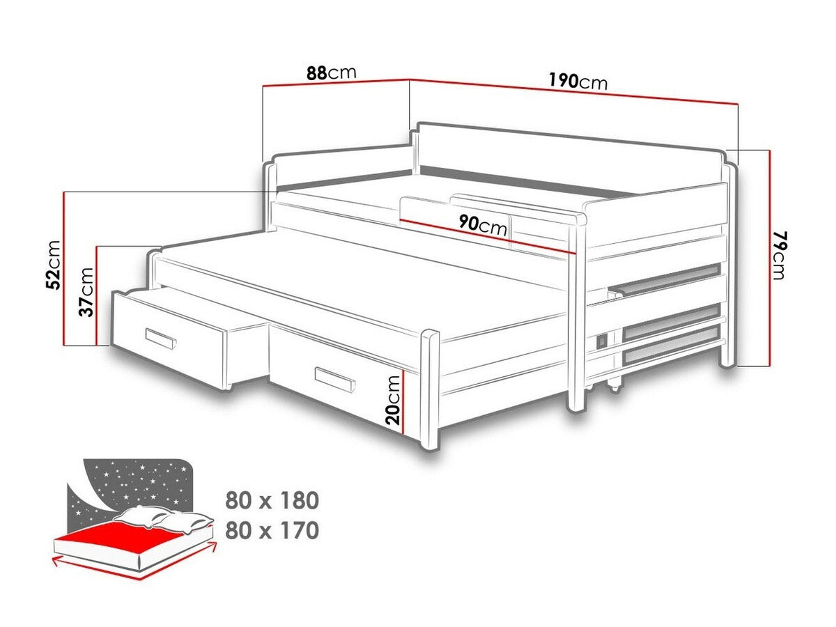 Ágy Dois 80 (Cyprus 80), Szín: Fehér + Triufel