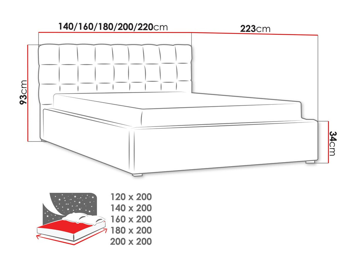 Ágy Malmo (Kinec) II, Alvó felület mérete: 140 x 200 cm, Szín: Malmo 13 365