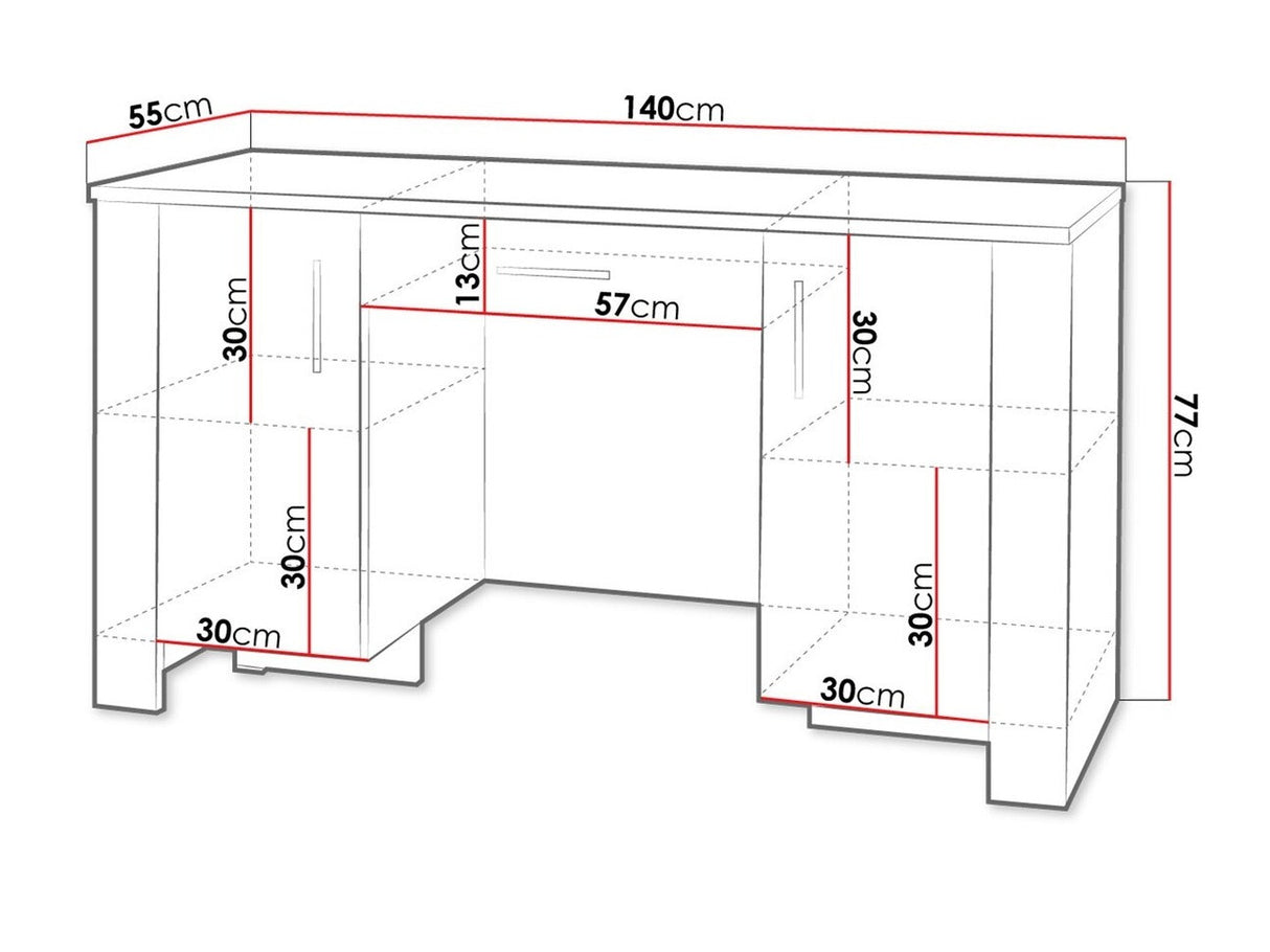 Íróasztal Cezar C17, Szín: Sonoma tölgy