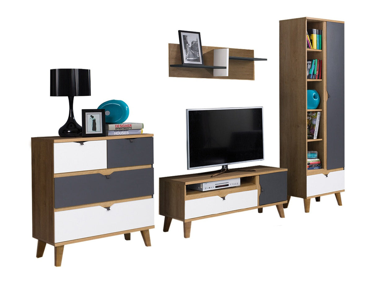 Nappali szett MEMONE (Temero I), Szín: Arany tölgy + Grafit + Fehér