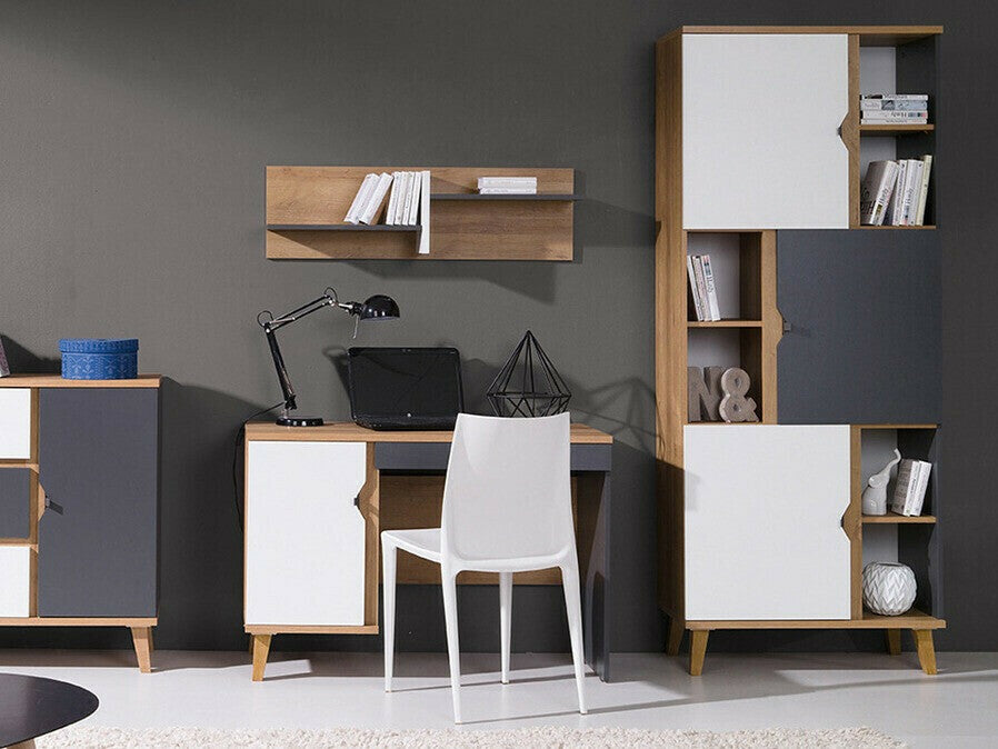 Íróasztal MEMONE (Temero) TM03 I, Szín: Arany tölgy + Grafit + Fehér