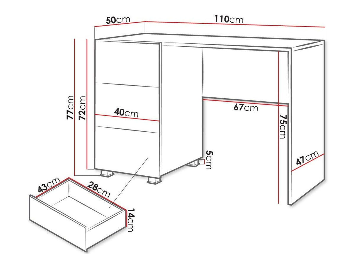 Íróasztal Calabrini (Bralani BR08), Szín: Fekete + Fényes fekete