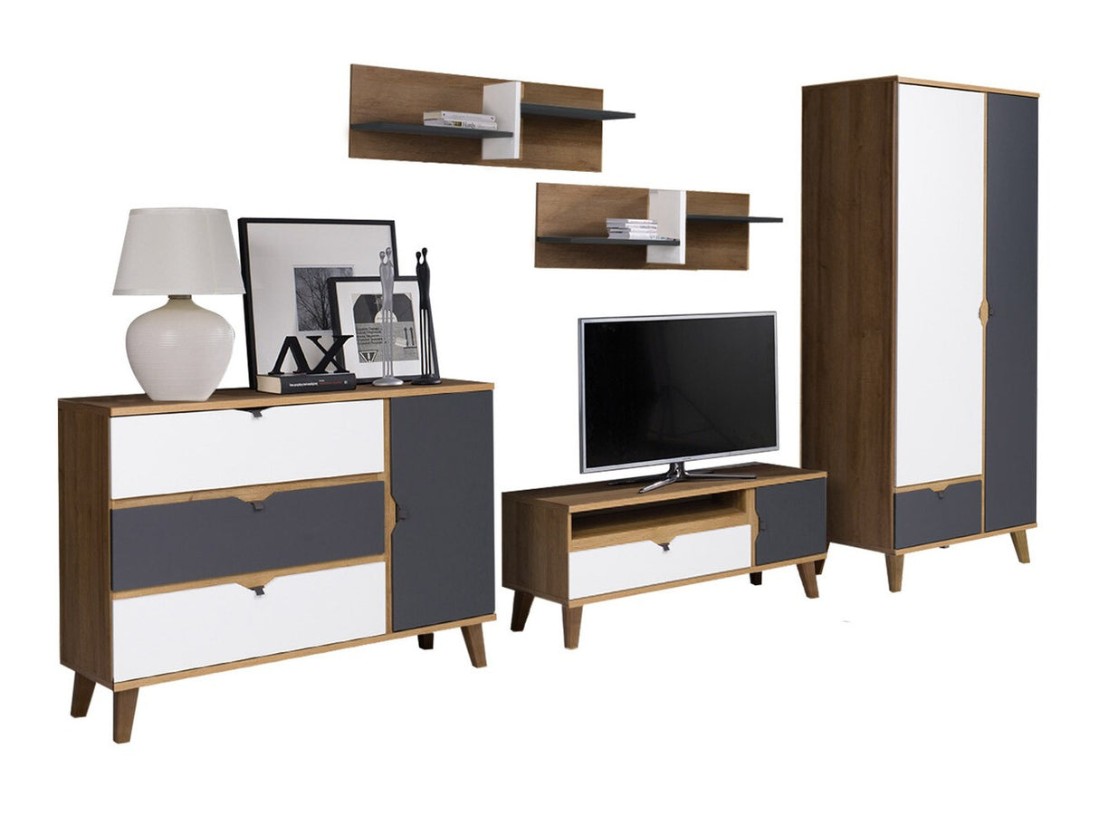 Nappali szett MEMONE (Temero II), Szín: Arany tölgy + Grafit + Fehér