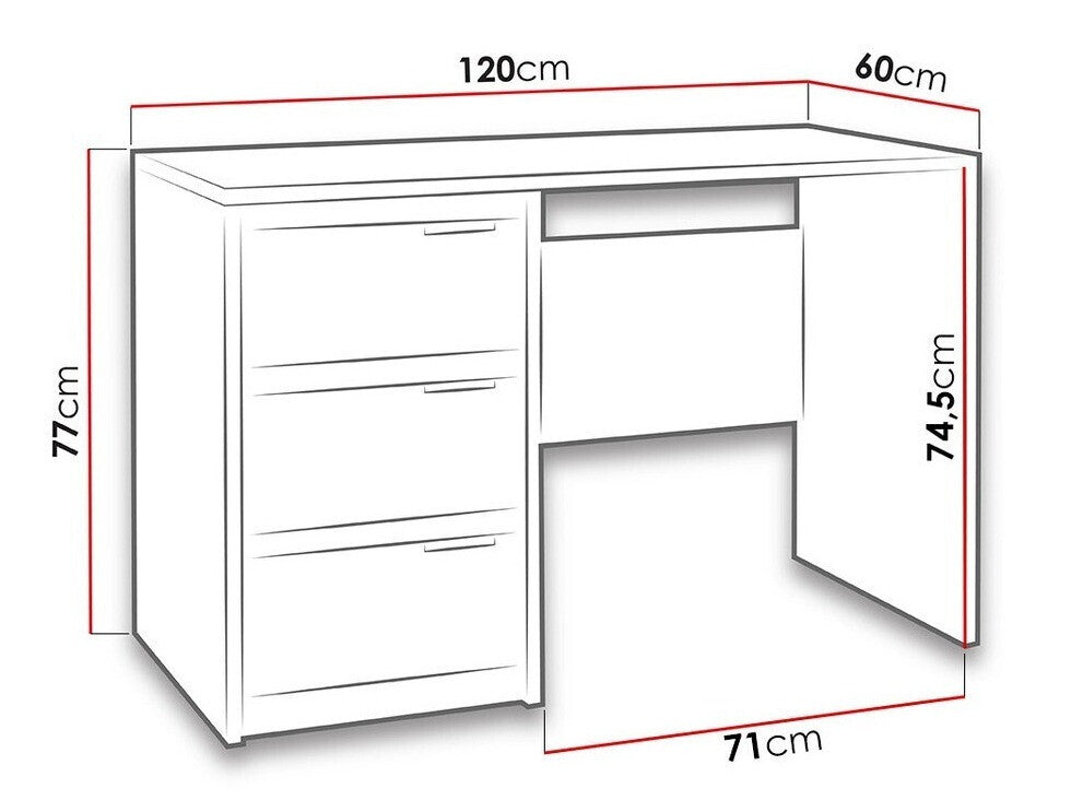Íróasztal Denver (Verdek VD01), Szín: Monastery tölgy + Fényes fekete