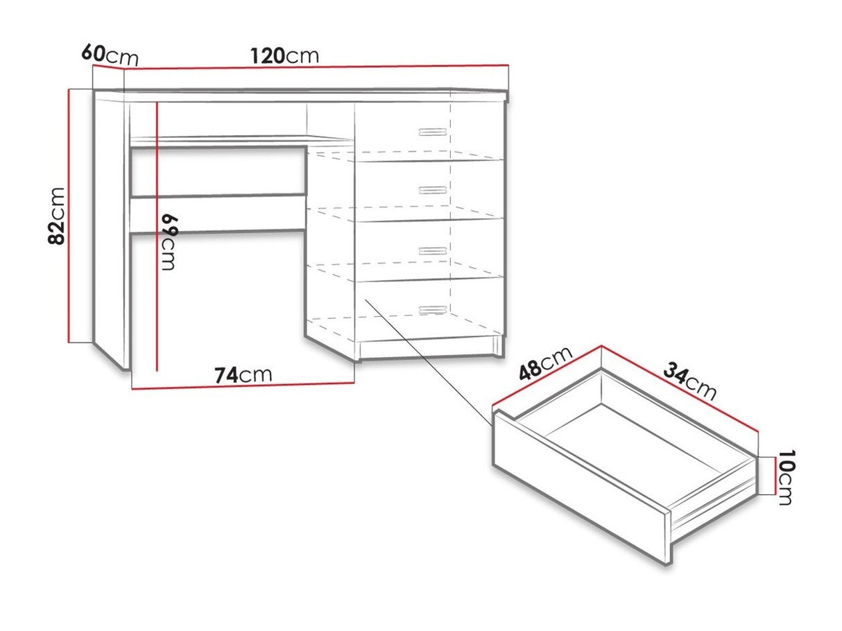 Íróasztal Indianapolis (Nadia N16), Szín: Kőrisfa