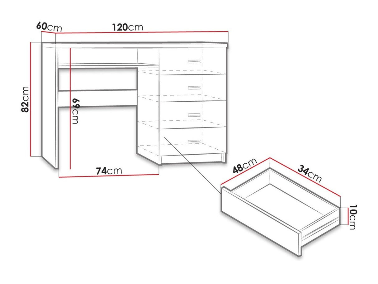 Íróasztal Indianapolis (Nadia N16), Szín: Kézműves fehér