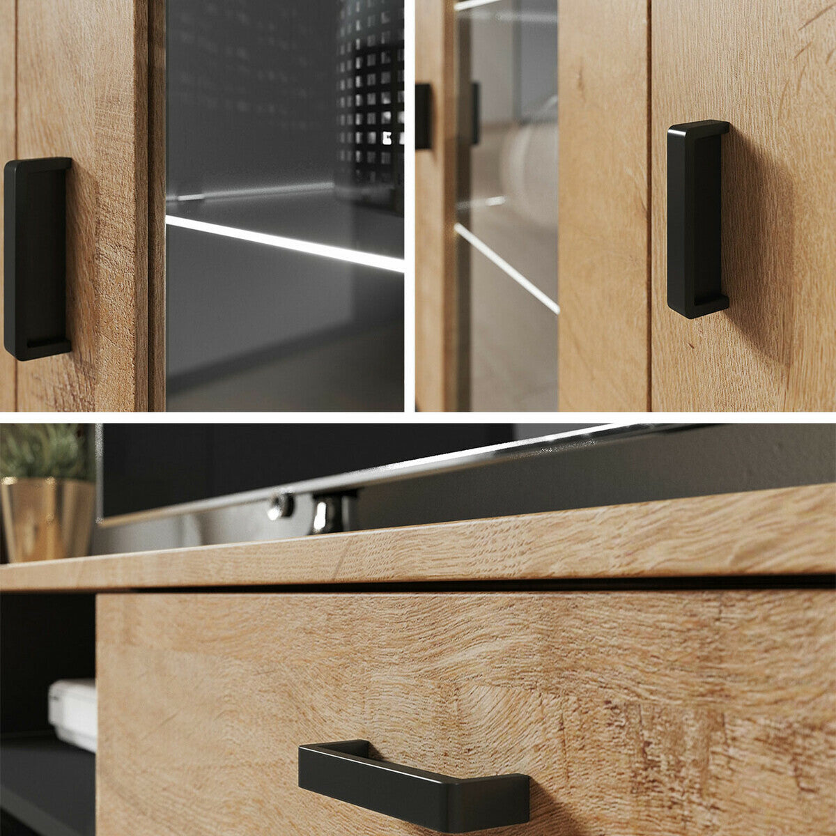 Nappali szett Soho VII (Boho VII), Szín: Fehér + Fényes fehér, Led világítás: Nincs világítás