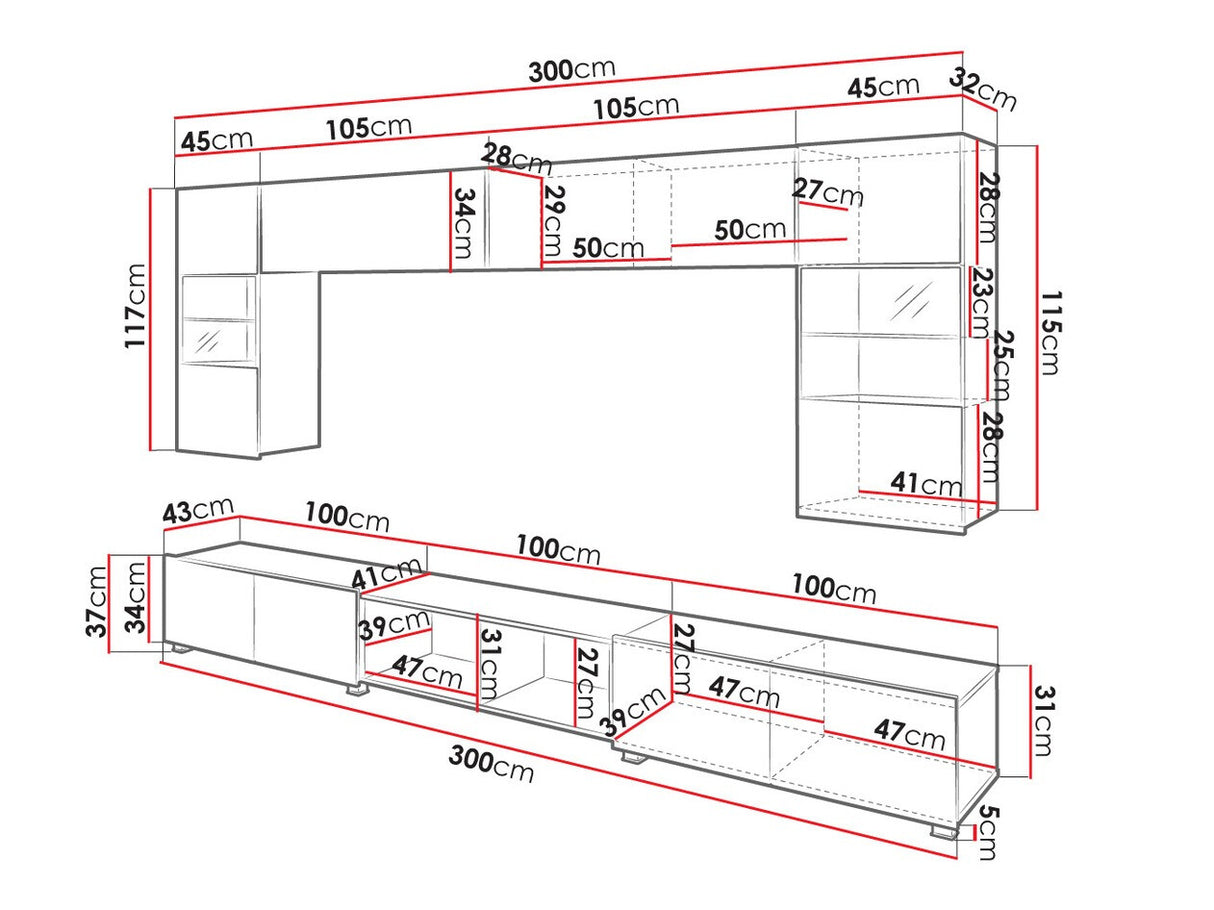 Nappali szett Calabrini (Bralani XXIV), Szín: Fehér + Fényes fehér + arany tölgy, Led világítás: Nem