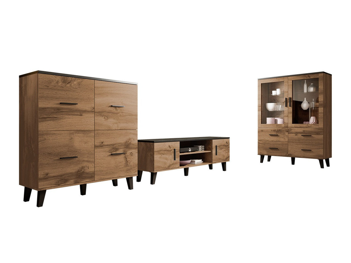 Nappali szett LOTTA II II (Sanna II), Szín: Wotan tölgy + Fekete