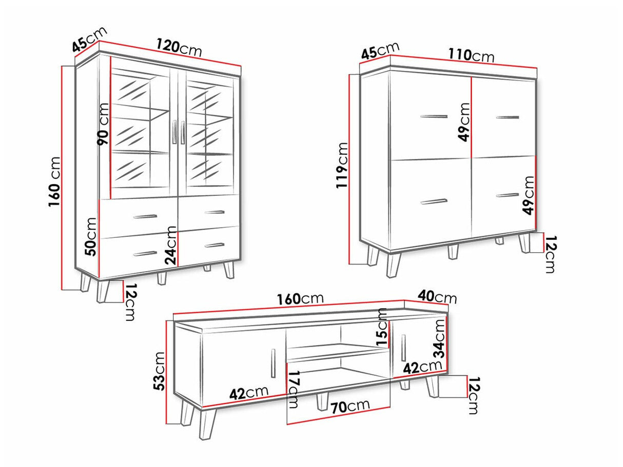 Nappali szett LOTTA II II (Sanna II), Szín: Wotan tölgy + Fekete