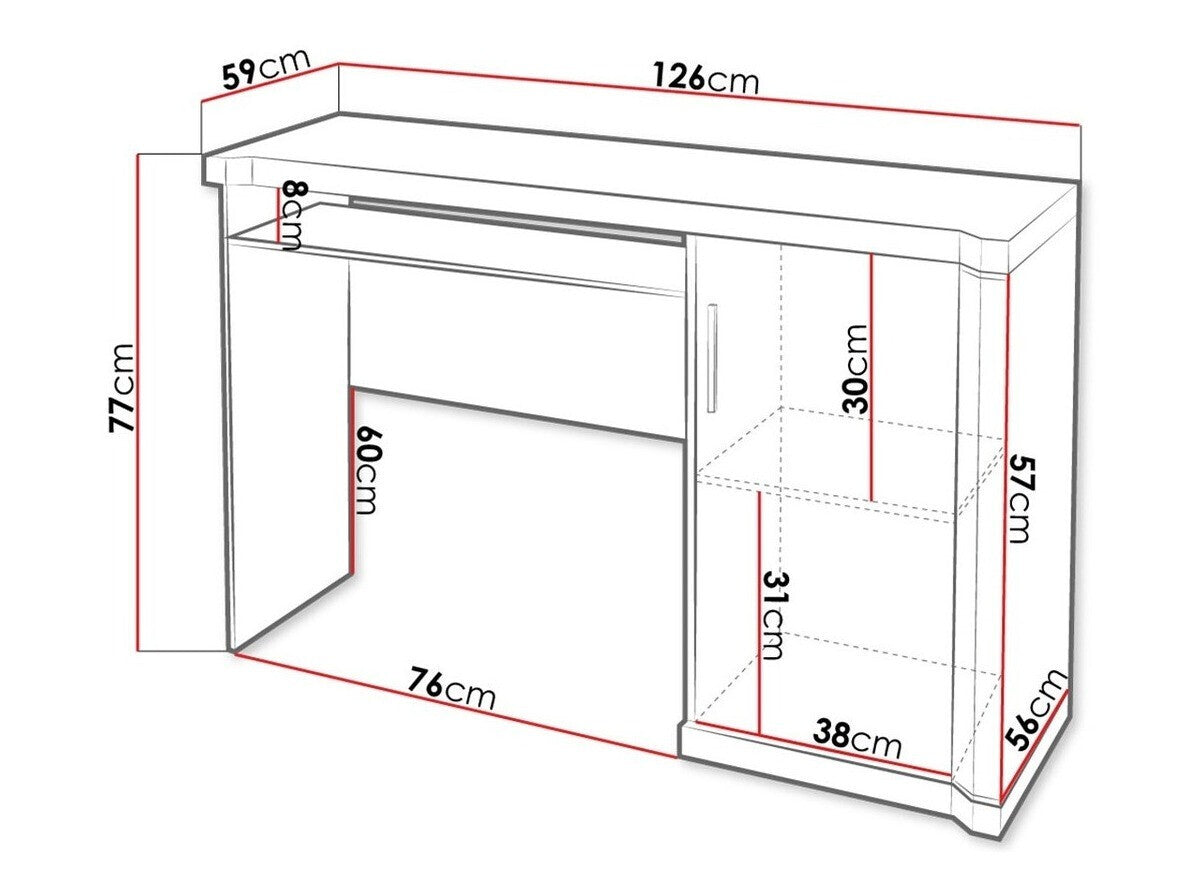 Íróasztal Dallas D13, Szín: Triufel tölgy