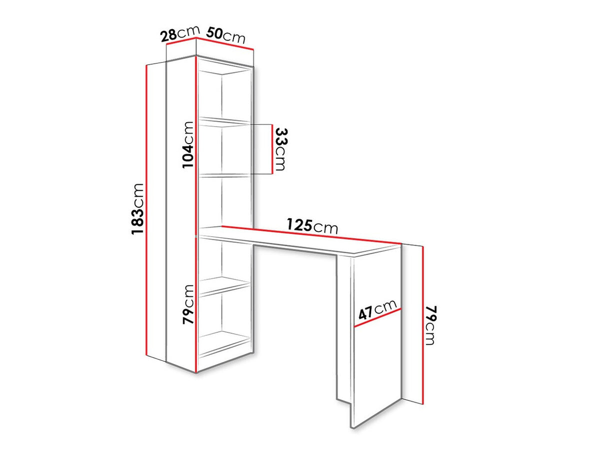 Íróasztal B1 (Kylie), Szín: Fehér, Világítás: Nem