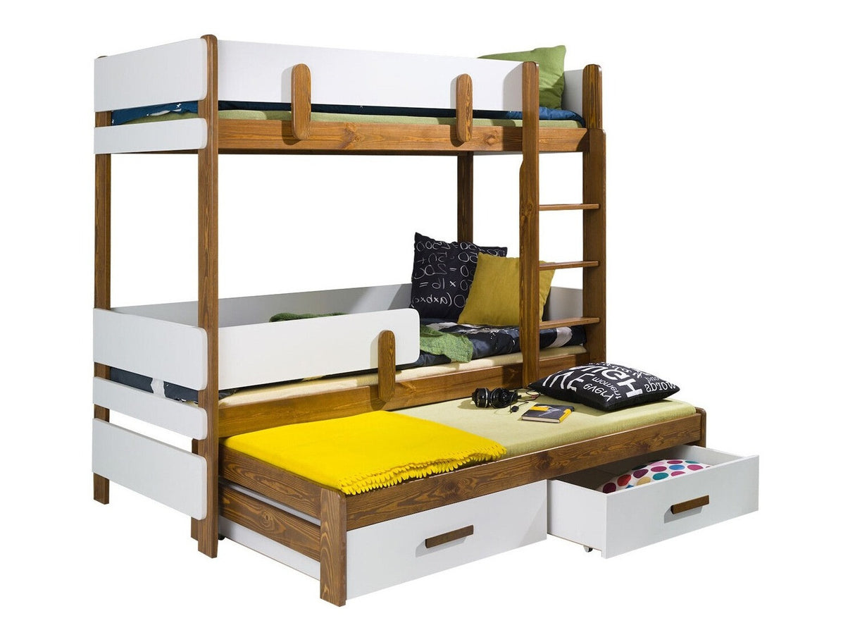 Emeletes ágy ETTORE III (Petenti III 80), Szín: Fehér + Tölgy, Változatok: Jobbos