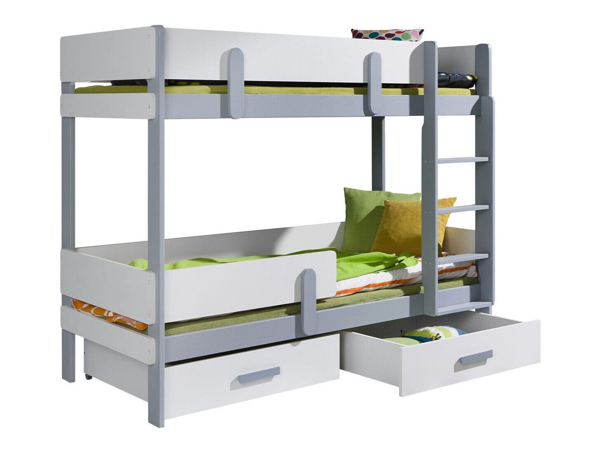 Emeletes ágy ETTORE (Petenti 90), Szín: Fehér + Szürke, Változatok: Jobbos