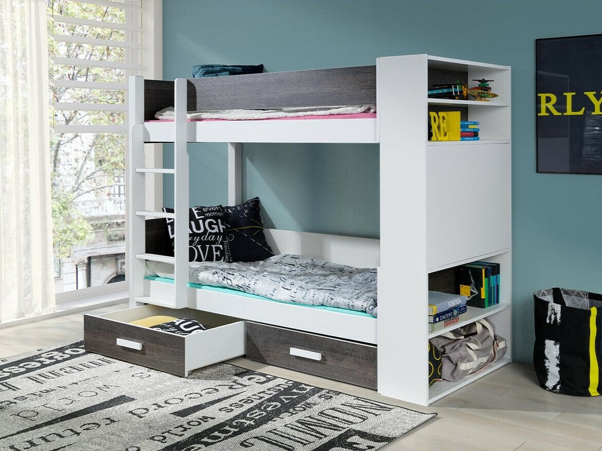 Emeletes ágy GASPAR 80 (Rebiko 80), Szín: Fehér + Sötét Zebrano, Változatok: Balos