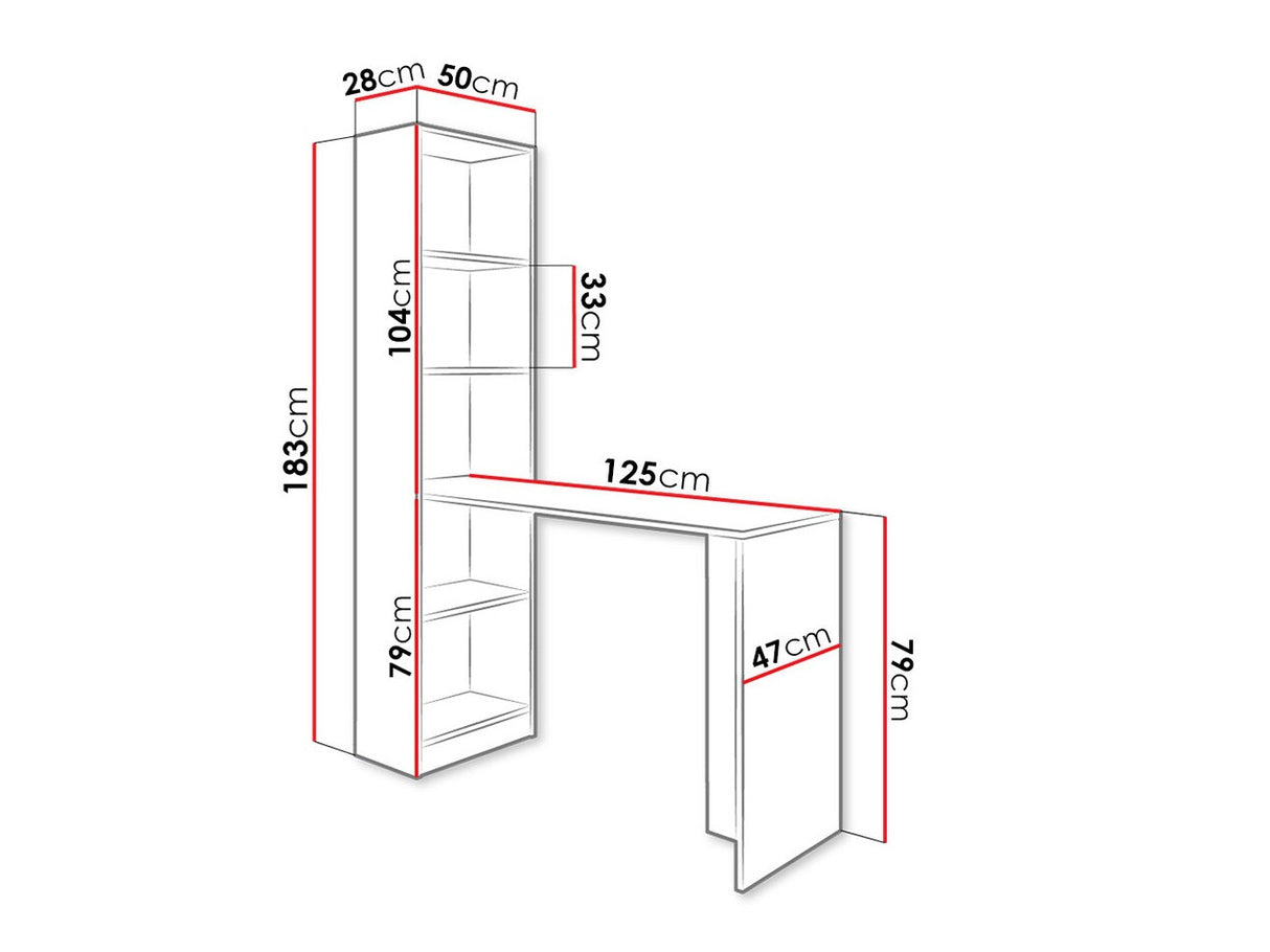Íróasztal B1 (Kylie), Szín: Sonoma tölgy, Világítás: Nem