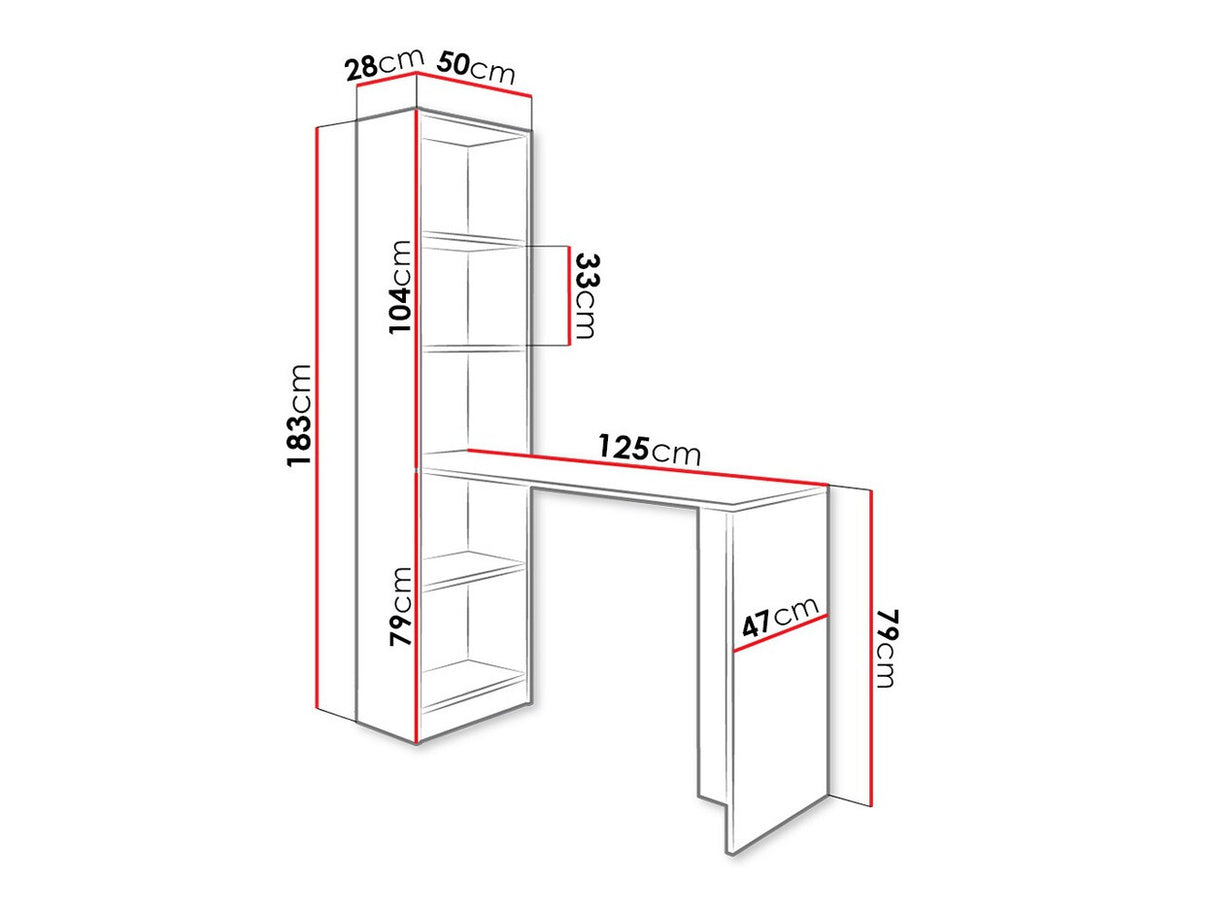 Íróasztal B1 (Kylie), Szín: Sonoma tölgy, Világítás: Igen