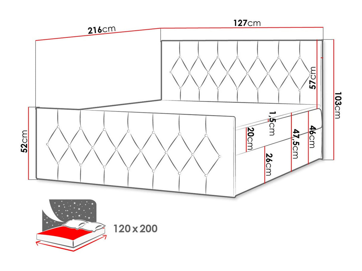Kontinentális ágy SKY LUX (Colzone), Szín: Mikrofaza 05, Alvó felület mérete: 120 x 200 cm