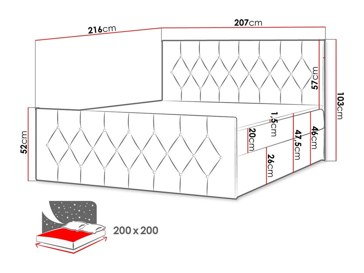 Kontinentális ágy SKY LUX (Colzone), Szín: Mikrofaza 07, Alvó felület mérete: 200 x 200 cm