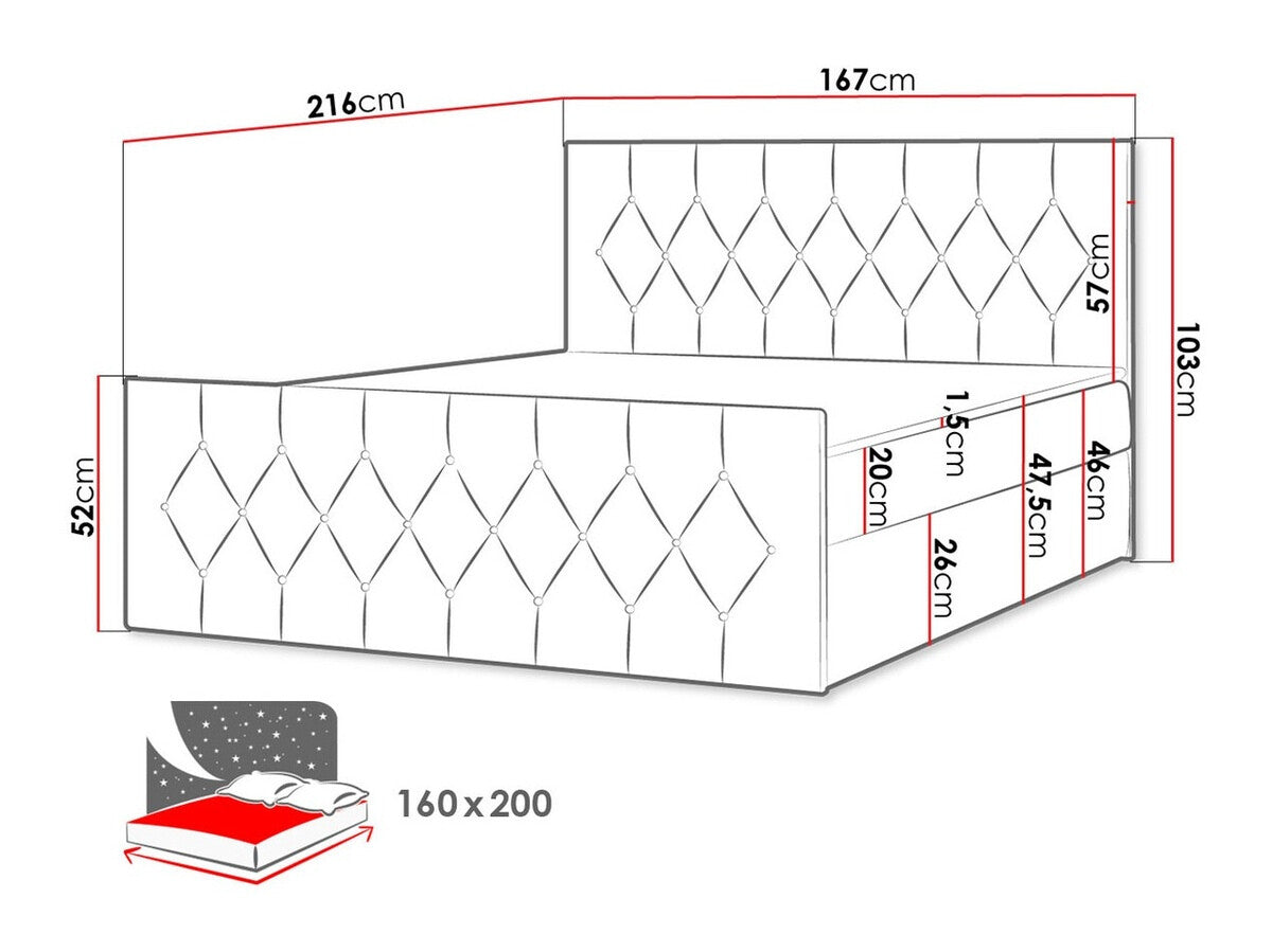 Kontinentális ágy SKY LUX (Colzone), Szín: Mikrofaza 20, Alvó felület mérete: 160 x 200 cm