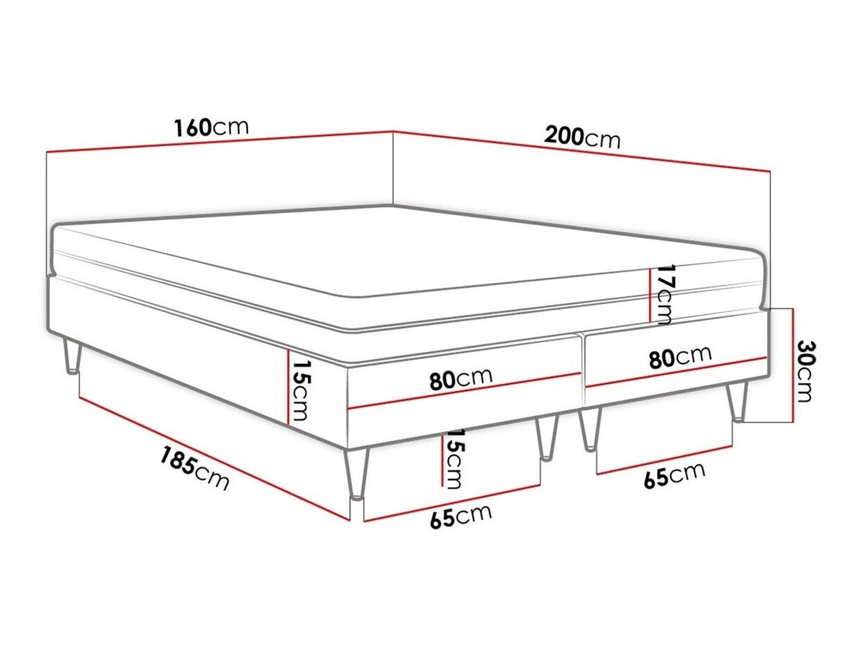 Kontinentális ágy LUX-BAZA ZŁOTA II (Estelle-Baza Złota II), Szín: Manila 02, Alvó felület mérete: 160 x 200 cm
