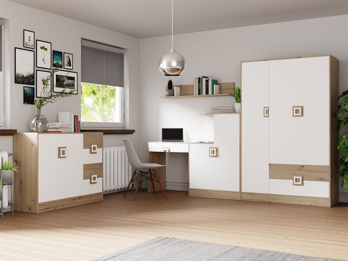 Íróasztal Nico (Niczi NI11), Szín: Világos tölgy + Fehér