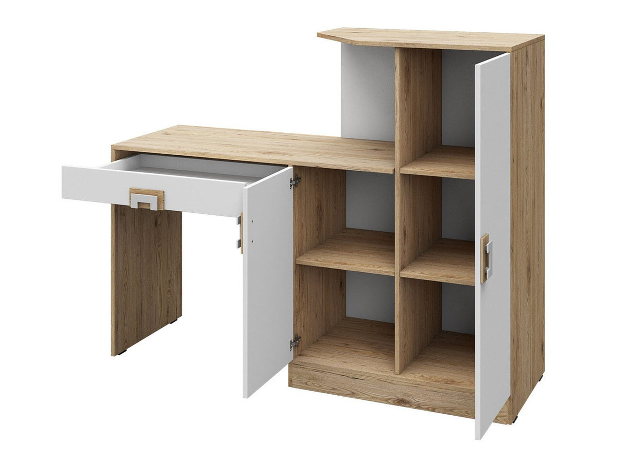 Íróasztal Nico (Niczi NI11), Szín: Világos tölgy + Fehér + Türkiz