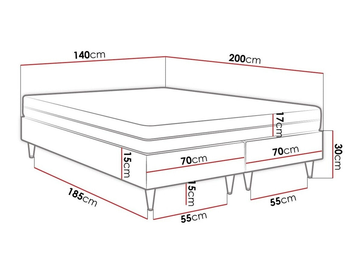 Kontinentális ágy LUX-BAZA ZŁOTA II (Estelle-Baza Złota II), Szín: Manila 16, Alvó felület mérete: 140 x 200 cm