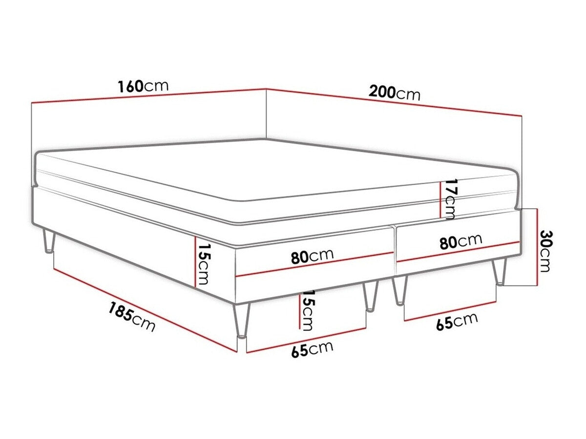 Kontinentális ágy LUX-BAZA ZŁOTA II (Estelle-Baza Złota II), Szín: Manila 26, Alvó felület mérete: 160 x 200 cm