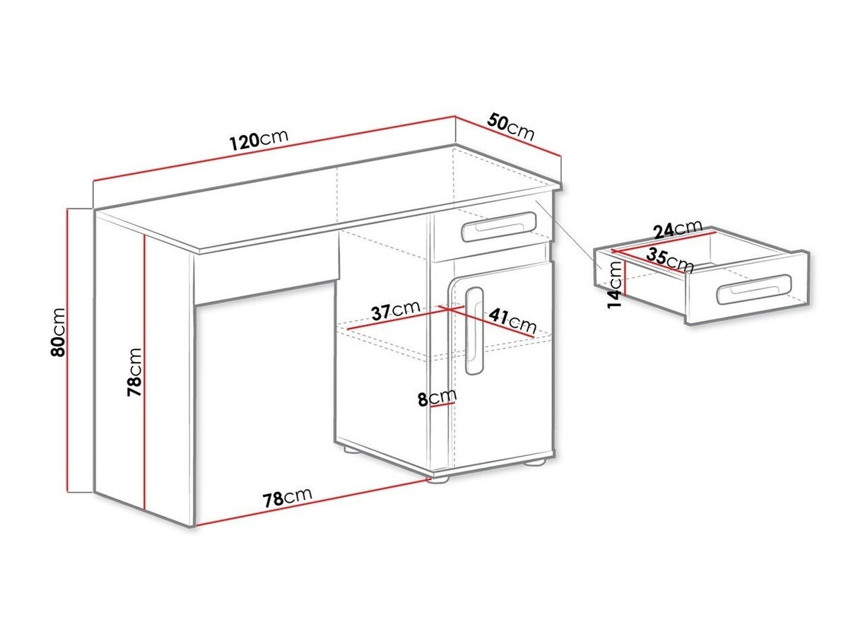 Íróasztal Apetito 120 (Petito PE09), Szín: Antracit + Fehér