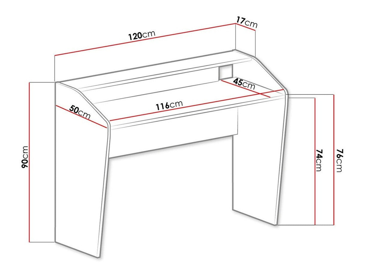 Íróasztal Trafiko 120 (Tofiko 120 TO09), Szín: Fehér + Rózsaszín