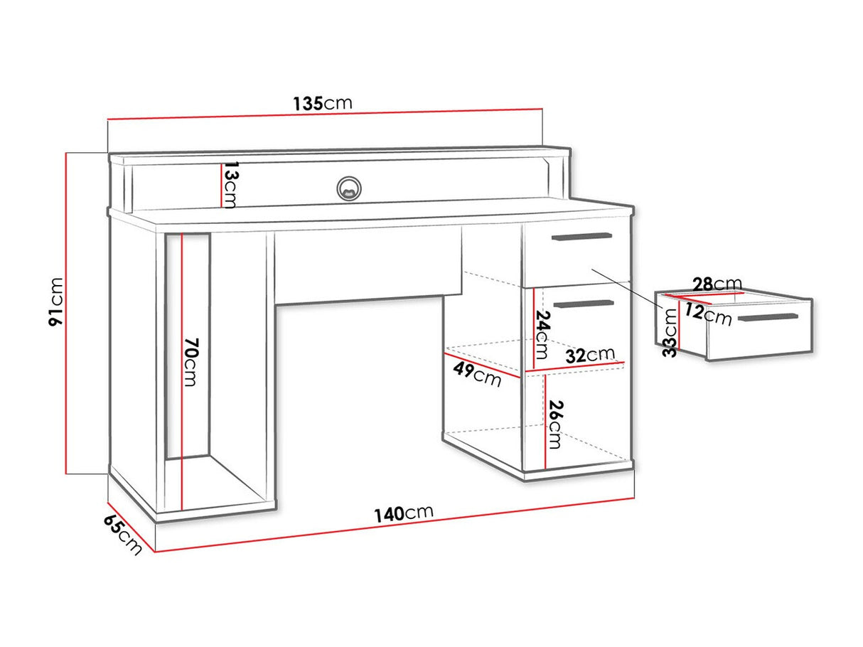Gamer asztal Biurko AYO (Matt fekete)