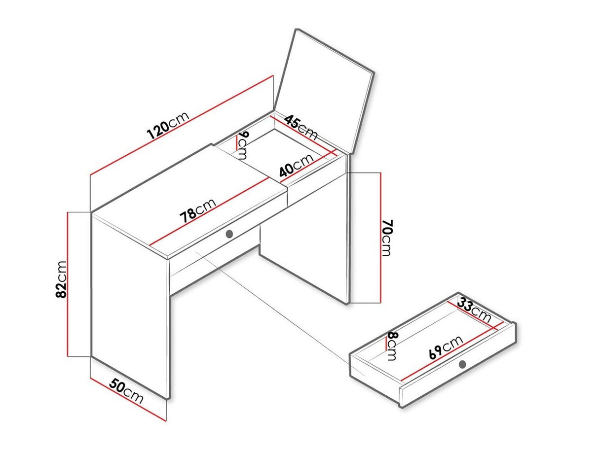 Íróasztal Nero 10 (Wurak), Szín: Artisan tölgy + Fehér