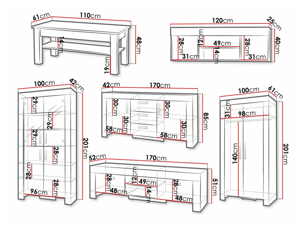 Nappali szett Cezar II (Car II), Szín: Sonoma tölgy, Led világítás: Nem