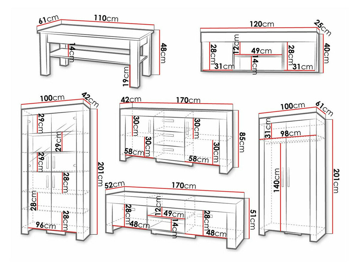 Nappali szett Cezar II (Car II), Szín: Sonoma tölgy, Led világítás: Igen