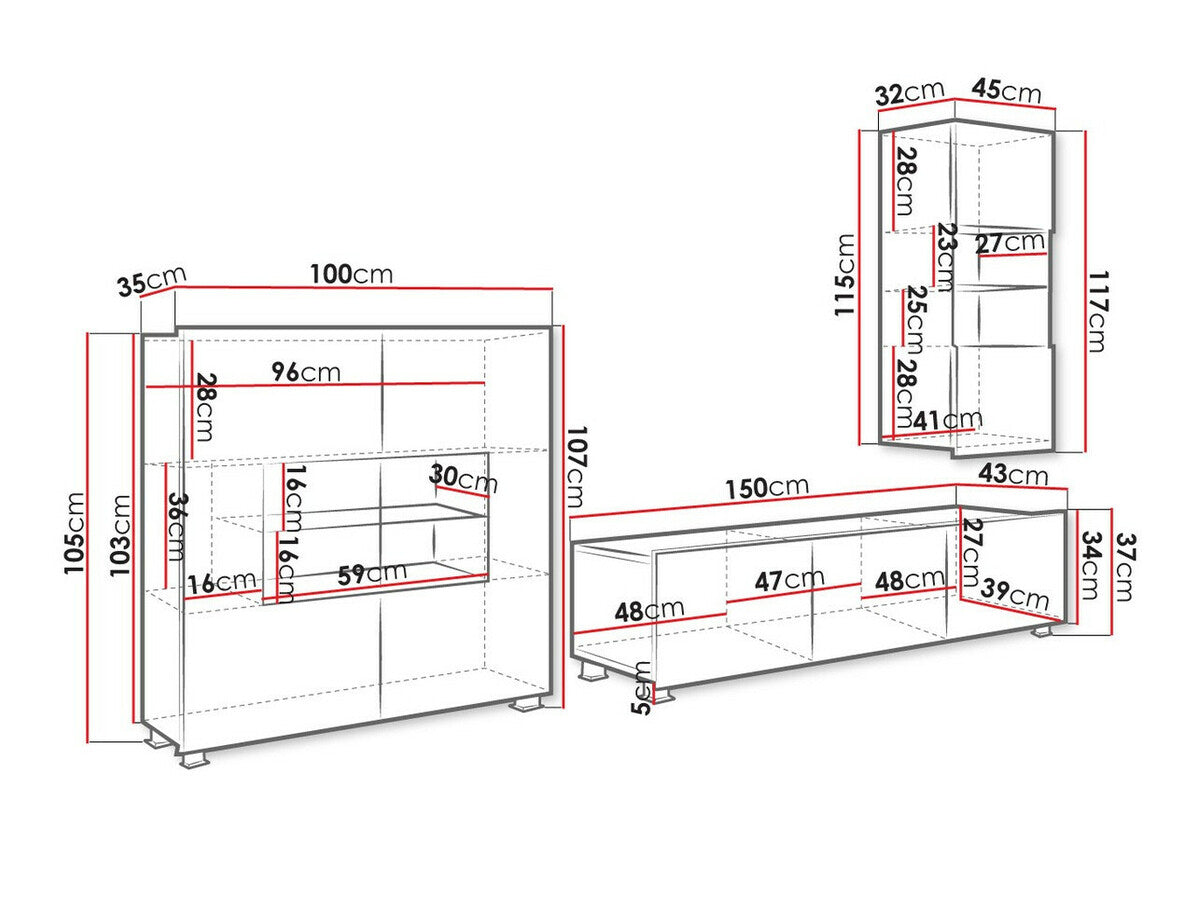 Nappali szett Calabrini (Bralani VII), Szín: Arany tölgy , Led világítás: Nem