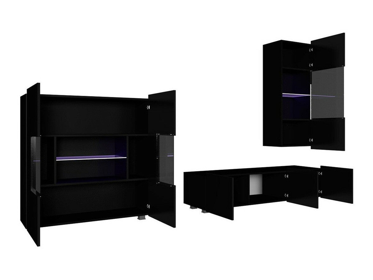 Nappali szett Calabrini (Bralani VII), Szín: Arany tölgy + Fehér + Fényes fehér , Led világítás: Ez kék