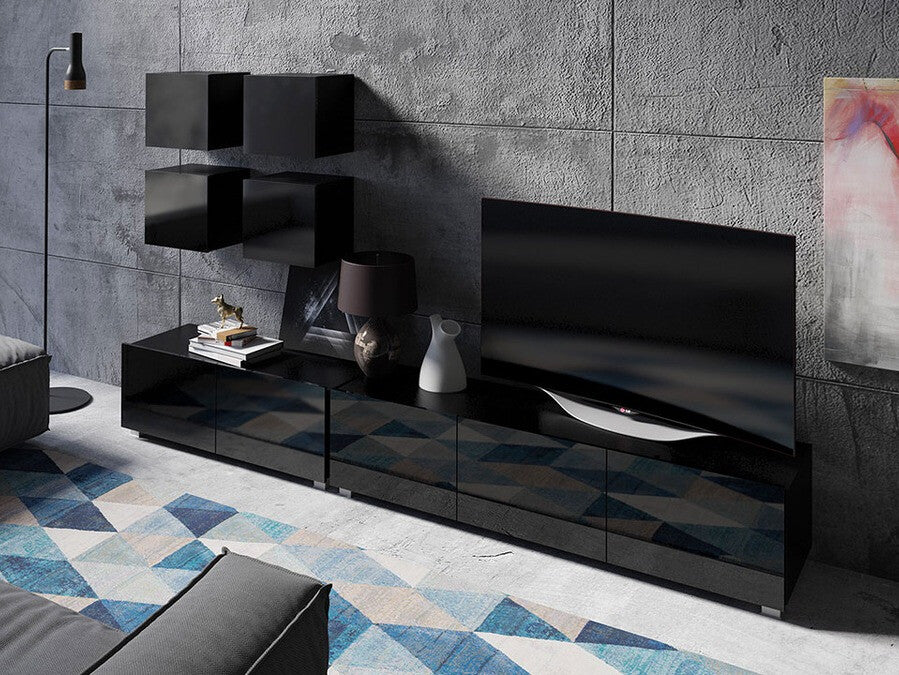 Nappali szett Calabrini (Bralani XVIII), Szín: Fekete + Fényes fekete