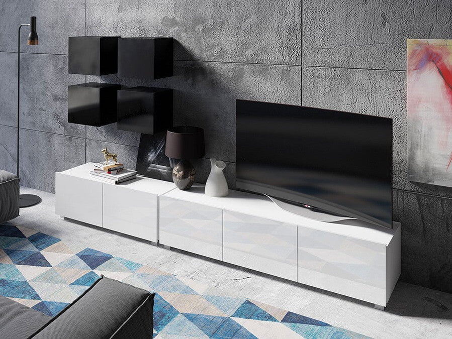 Nappali szett Calabrini (Bralani XVIII), Szín: Fekete + Fényes fekete + Fehér + Fényes fehér