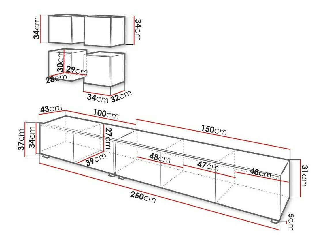 Nappali szett Calabrini (Bralani XVIII), Szín: Fekete + Fényes fekete + Fehér + Fényes fehér