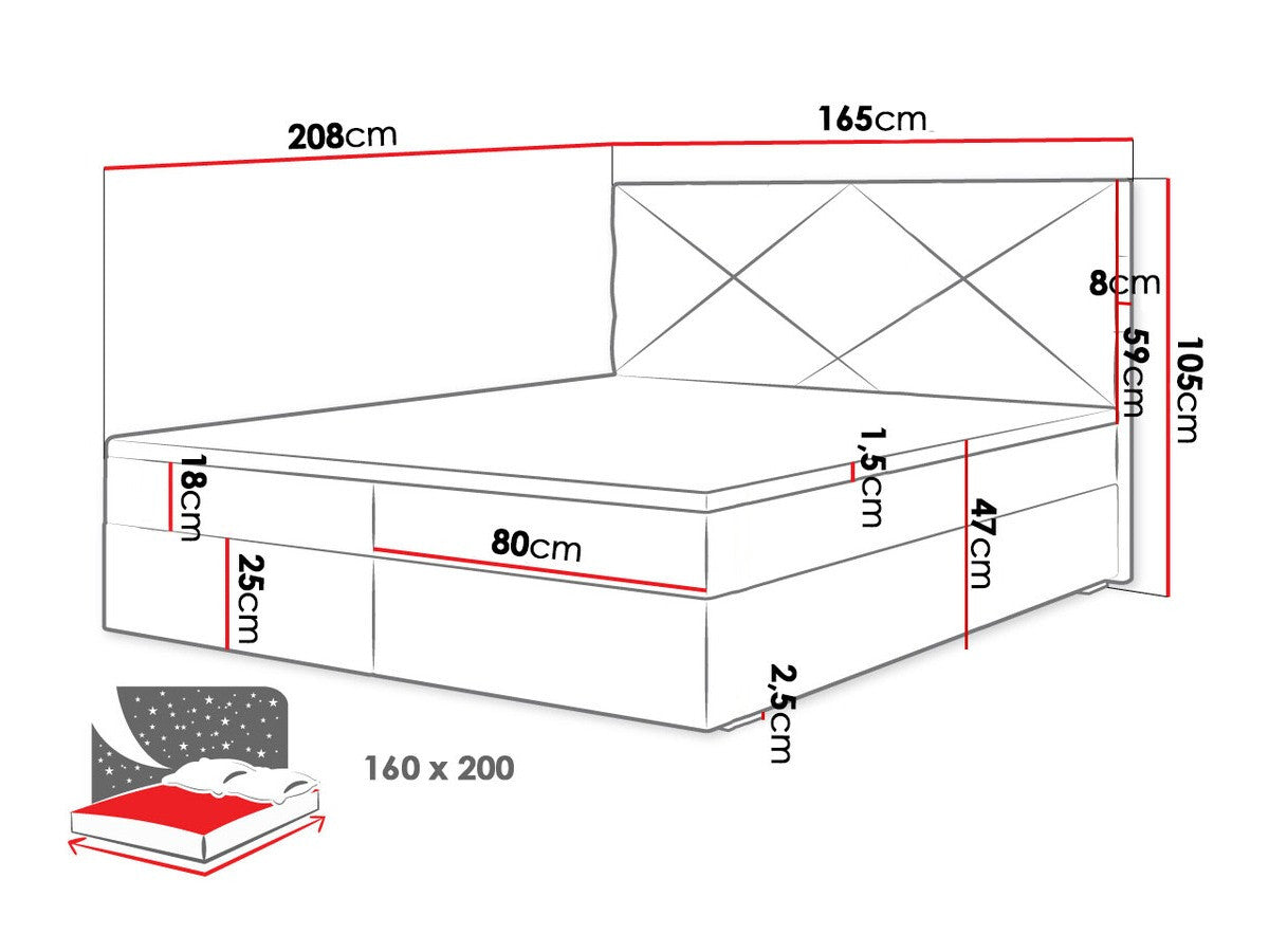 Kontinentális ágy FADO 4 (Derisio 4), Alvó felület mérete: 160 x 200 cm, Szín: Rico 01