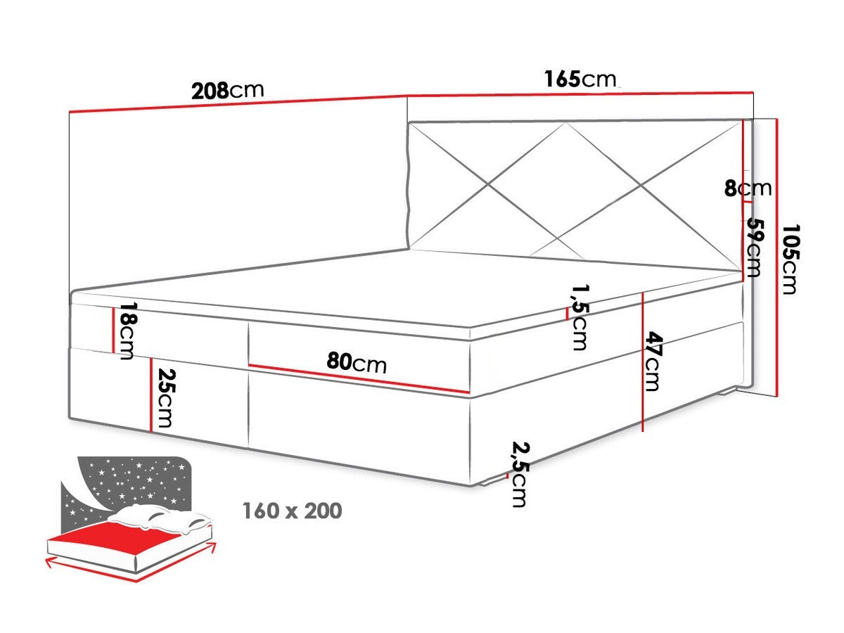 Kontinentális ágy FADO 4 (Derisio 4), Alvó felület mérete: 160 x 200 cm, Szín: Rico 20