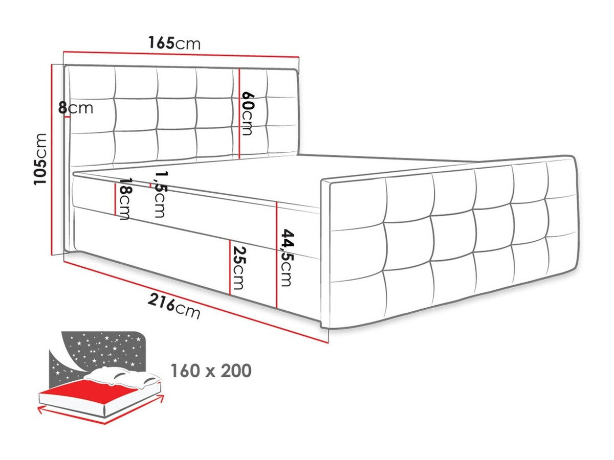 Kontinentális ágy Milanem 2 (Peregryn 2), Alvó felület mérete: 160 x 200 cm, Szín: Rico 19